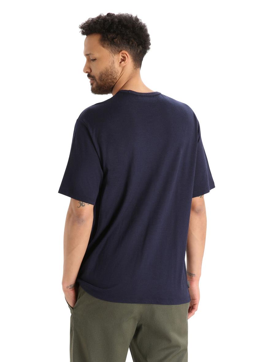 Icebreaker Merino Granary Rövid Sleeve Pocket Férfi Póló Sötétkék | HU 1156RVDW